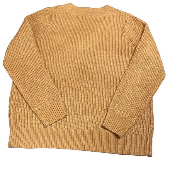 Joan Vass Sweater Long Sleeve Knit V Neck Camel Brown Size Medium NWT - Picture 3 of 3